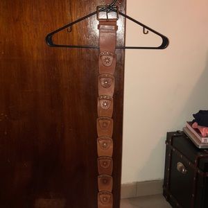 studded tan leather jean belt